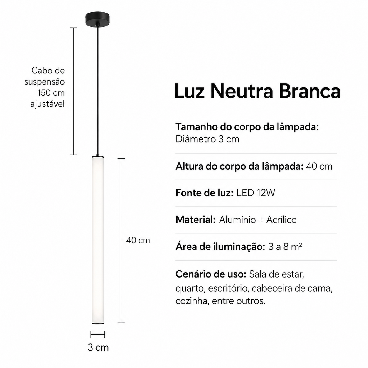 Ordelle | Pendente LED Linea — Minimalista e Elegante