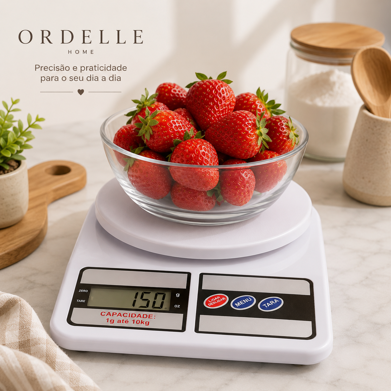 Ordelle | Balança Digital de Cozinha de Alta Precisão até 10 kg