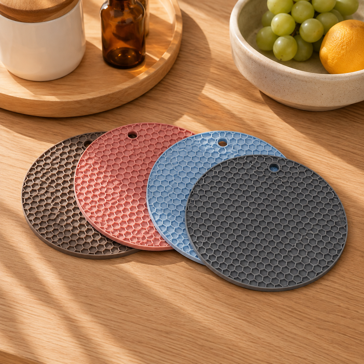 Ordelle | Kit 4 Descanso de Panela em Silicone Antiderrapante e Resistente ao Calor
