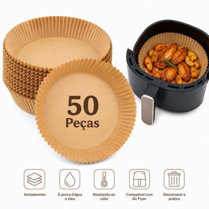 Ordelle | Kit 50 Formas de Papel para Air Fryer