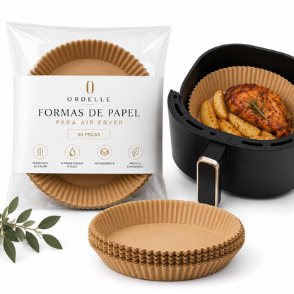Ordelle | Kit 50 Formas de Papel para Air Fryer