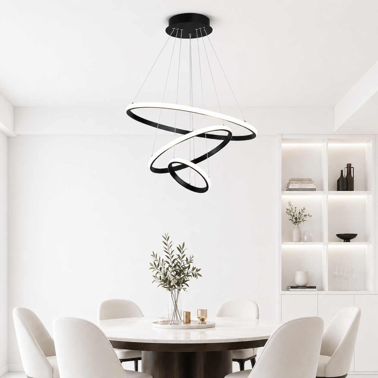 Ordelle | Luminária Pendente LED Aura — Design de Anéis