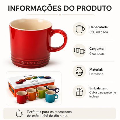 Ordelle | Jogo de Canecas Coloridas 350ml – 6 Peças