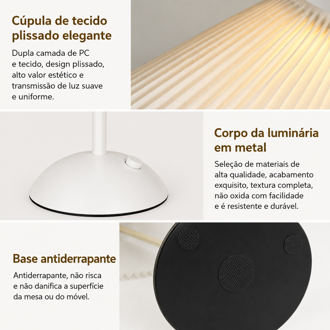 Ordelle | Luminária de Mesa LED Plissada Recarregável