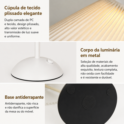 Ordelle | Luminária de Mesa LED Plissada Recarregável