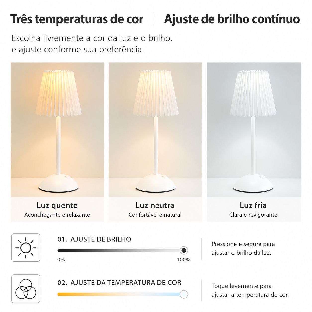 Ordelle | Luminária de Mesa LED Plissada Recarregável