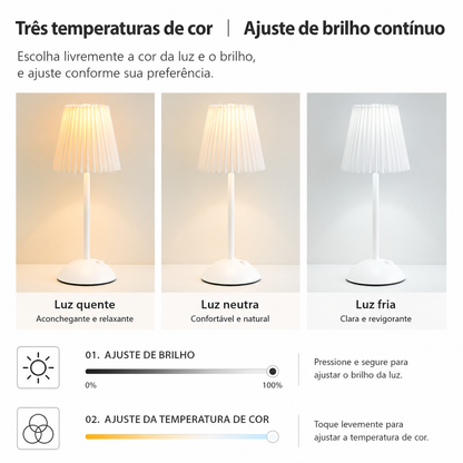 Ordelle | Luminária de Mesa LED Plissada Recarregável