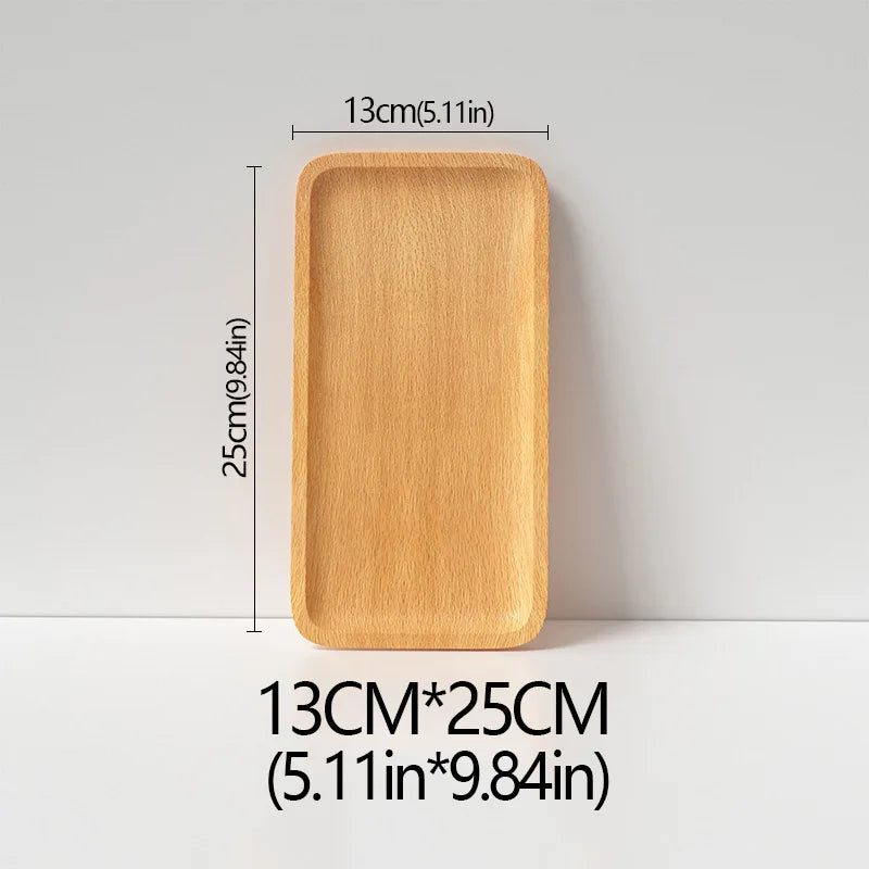 Wood Beech Plate Fruit Plate Oval Pallet Trays Decorative Candy Rectangular Dessert Dinner Tableware Tray, Kitchen Accessories