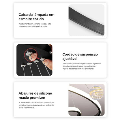Ordelle | Luminária Pendente LED Aura — Design de Anéis