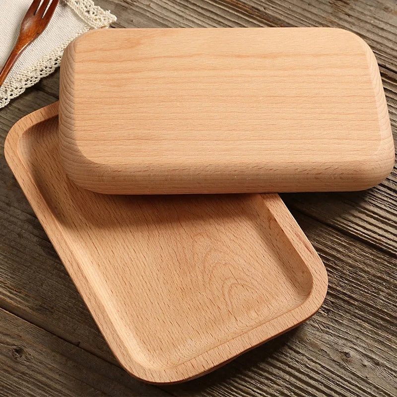 Wood Beech Plate Fruit Plate Oval Pallet Trays Decorative Candy Rectangular Dessert Dinner Tableware Tray, Kitchen Accessories