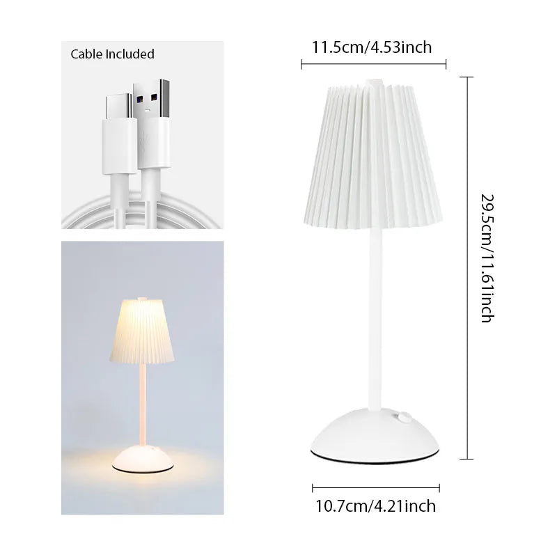 Ordelle | Luminária de Mesa LED Plissada Recarregável