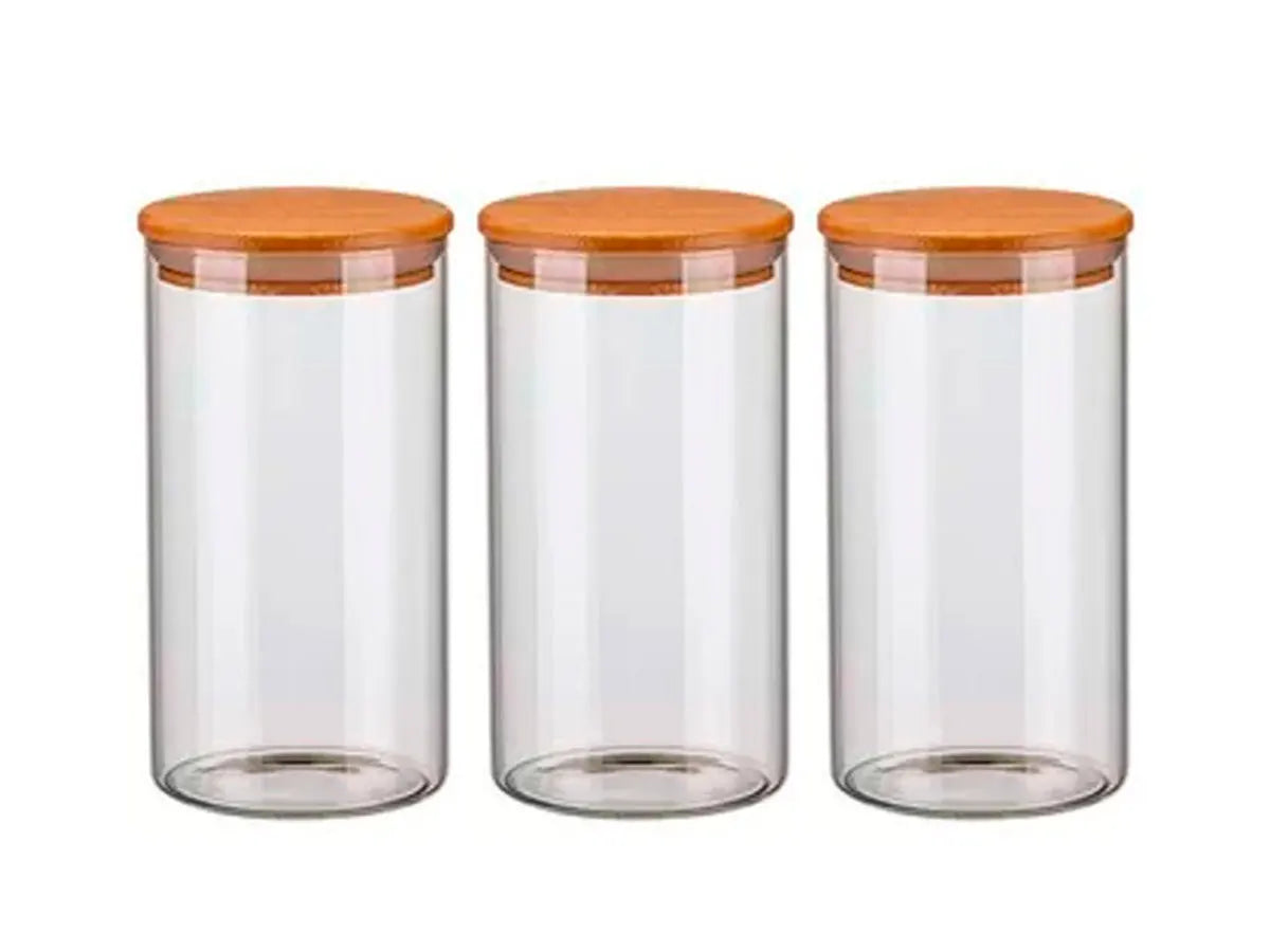 Ordelle | Kit de 3 Potes Redondos de Vidro Médio 1100ml