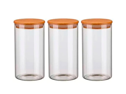 Ordelle | Kit de 3 Potes Redondos de Vidro Médio 1100ml