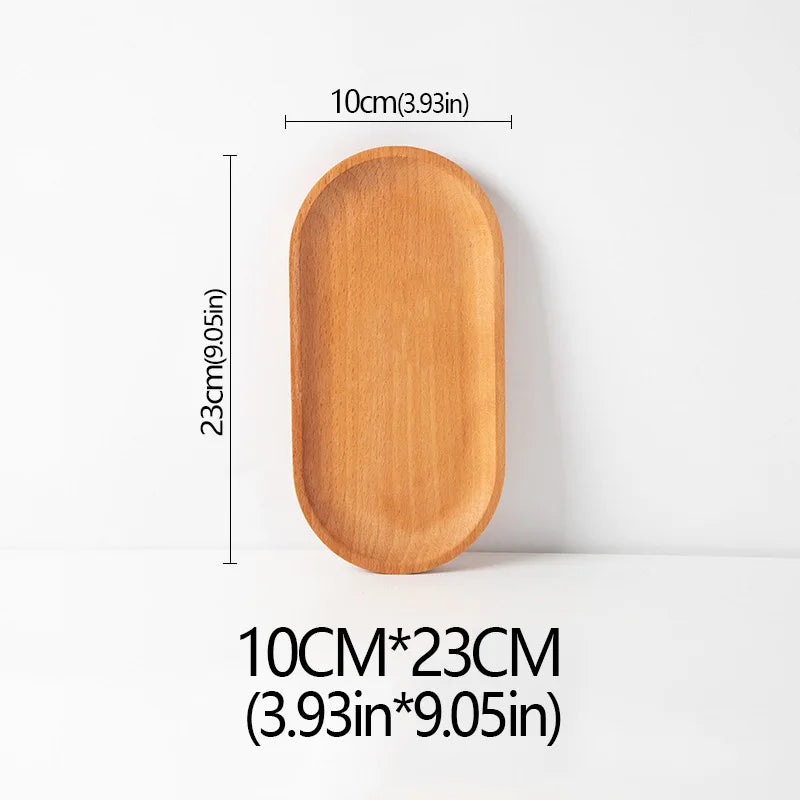 Wood Beech Plate Fruit Plate Oval Pallet Trays Decorative Candy Rectangular Dessert Dinner Tableware Tray, Kitchen Accessories