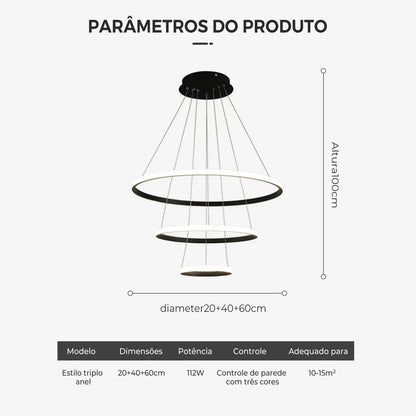 Ordelle | Luminária Pendente LED Aura — Design de Anéis