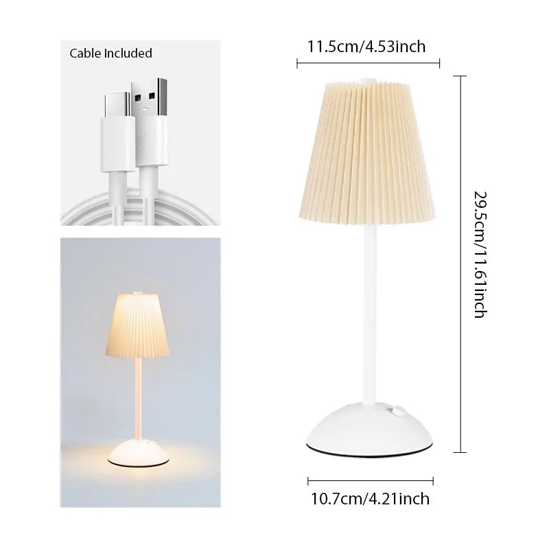Ordelle | Luminária de Mesa LED Plissada Recarregável