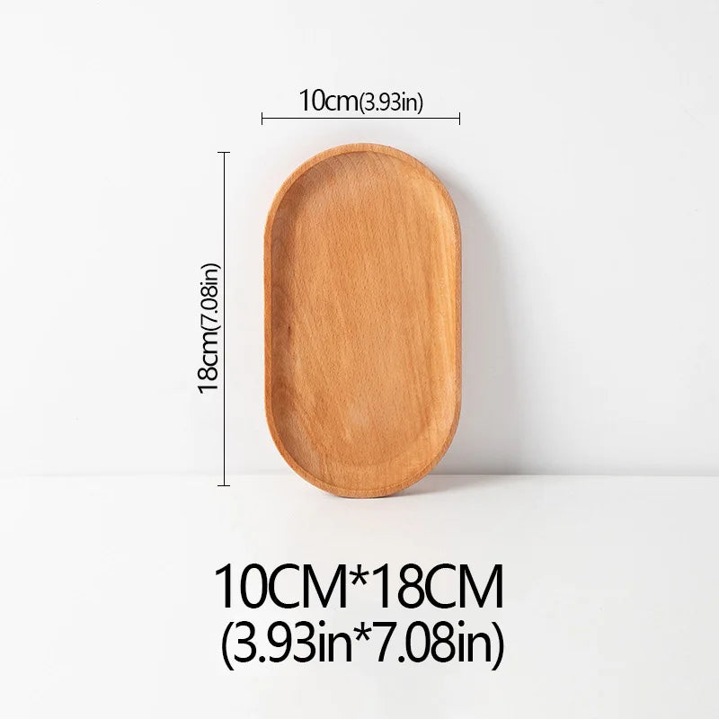Wood Beech Plate Fruit Plate Oval Pallet Trays Decorative Candy Rectangular Dessert Dinner Tableware Tray, Kitchen Accessories