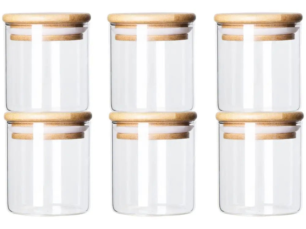 Ordelle | Kit de 6 Potes Redondos de Vidro Pequeno 180ml