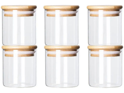 Ordelle | Kit de 6 Potes Redondos de Vidro Pequeno 180ml