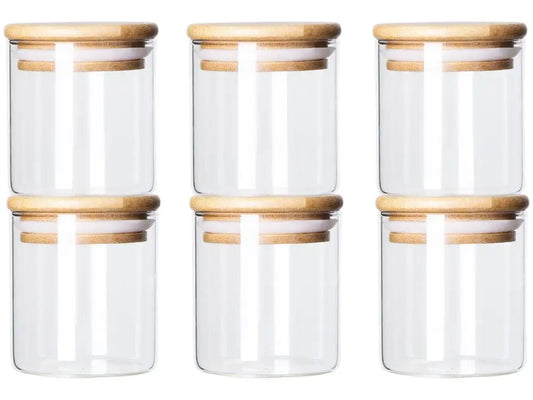 Ordelle | Kit de 6 Potes Redondos de Vidro Pequeno 180ml