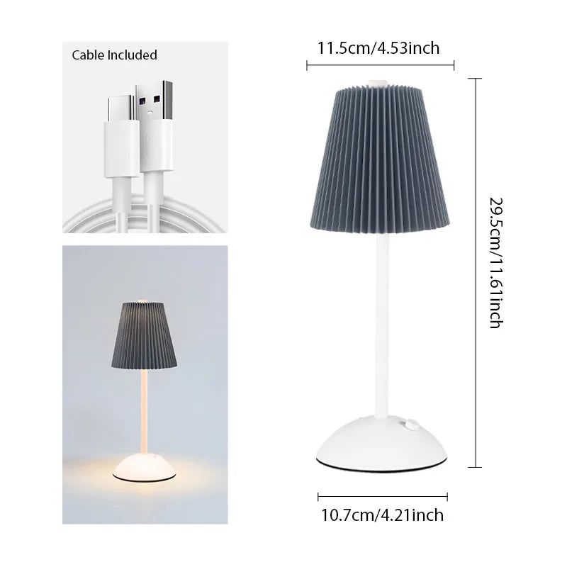 Ordelle | Luminária de Mesa LED Plissada Recarregável