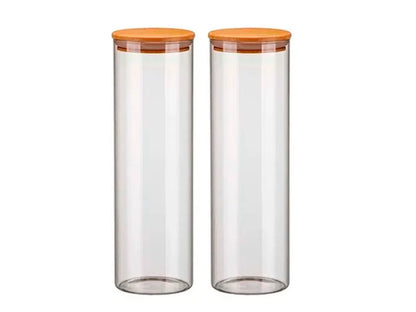 Ordelle | Kit de 2 Potes Redondos de Vidro Grande 2000ml