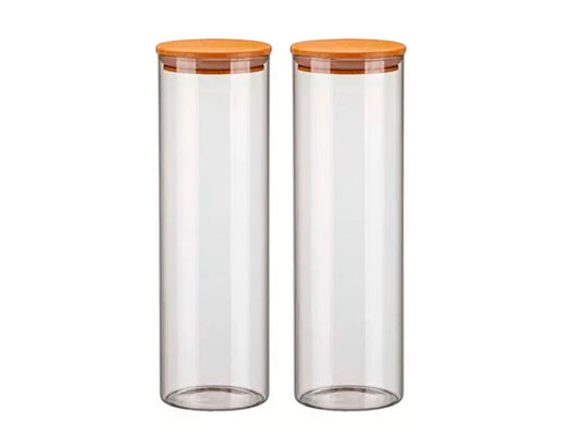 Ordelle | Kit de 2 Potes Redondos de Vidro Grande 2000ml