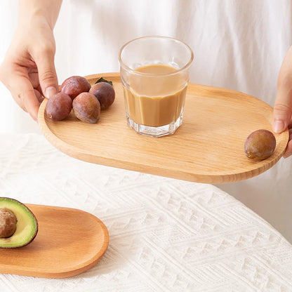 Wood Beech Plate Fruit Plate Oval Pallet Trays Decorative Candy Rectangular Dessert Dinner Tableware Tray, Kitchen Accessories