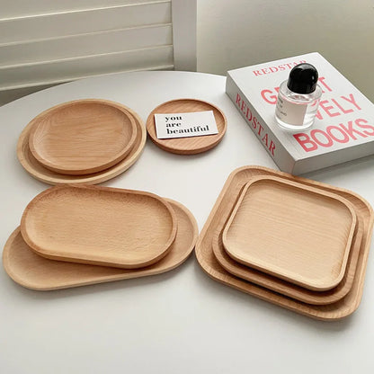 Wood Beech Plate Fruit Plate Oval Pallet Trays Decorative Candy Rectangular Dessert Dinner Tableware Tray, Kitchen Accessories